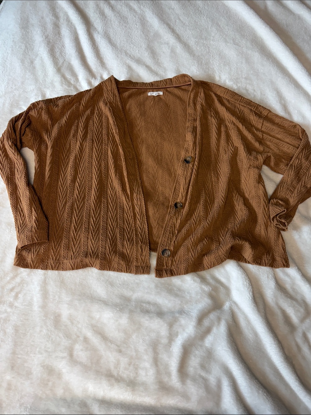 Maurices Rust Brown Textured Button-Front Cardigan Sweater